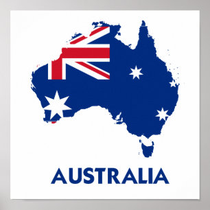 POSTER CARTE DRAPEAU AUSTRALIENNE