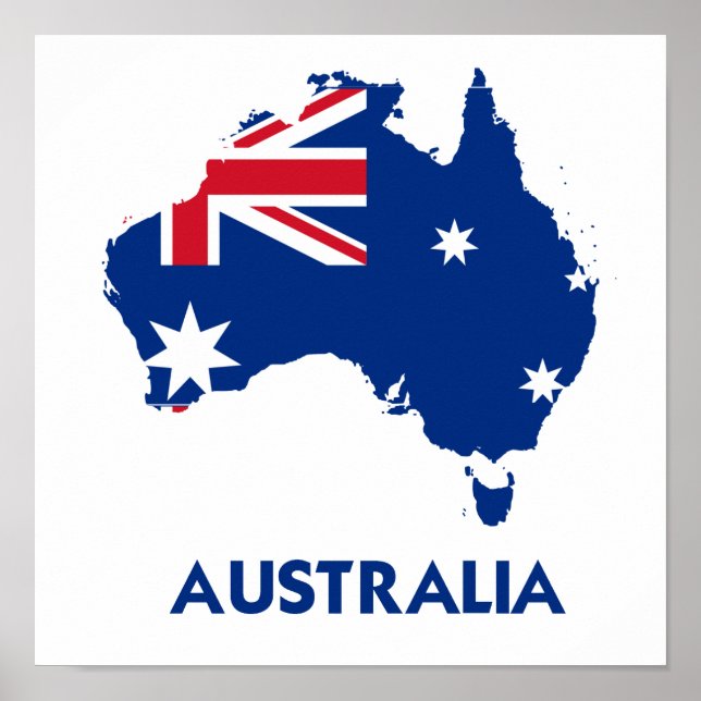 POSTER CARTE DRAPEAU AUSTRALIENNE (Devant)