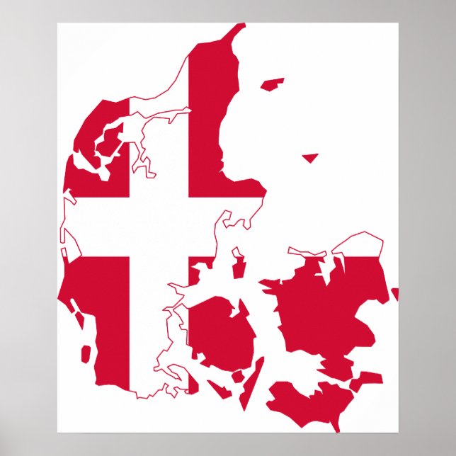 Poster Carte Drapeau Danemark (Devant)