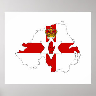 Poster carte drapeau de l'irlande du nord royaume-uni pay