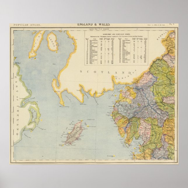 Poster Carte du bassin hydrographique Angleterre, Pays de (Devant)