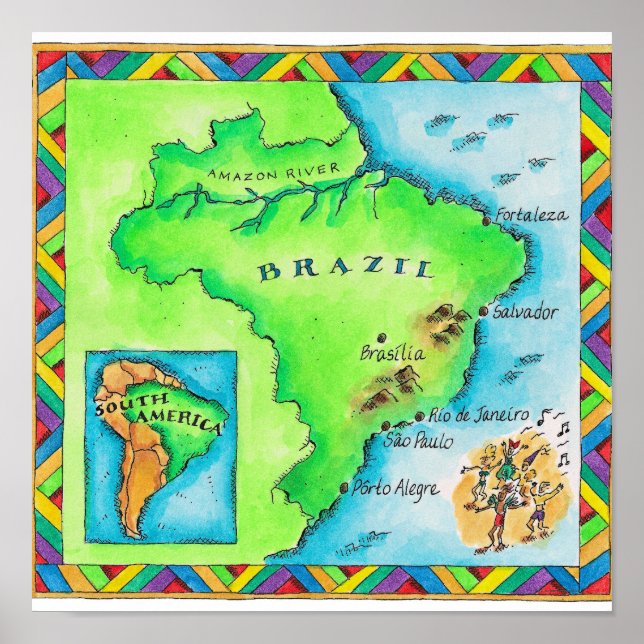 Poster Carte du Brésil (Devant)