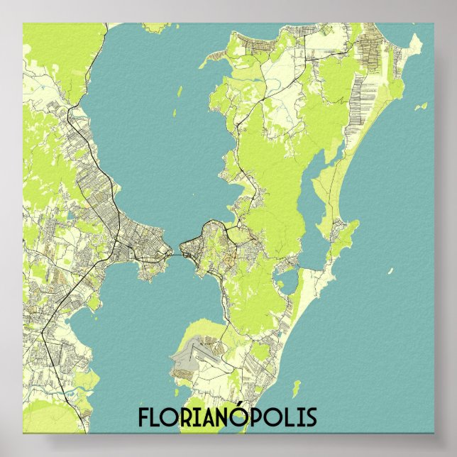 Poster Carte du Brésil de Florianópolis (Devant)