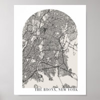 Carte du Bronx New York Boho Minimal Arch Street