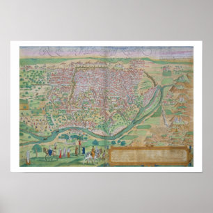 Poster Carte du Caire, de Civitates Orbis Terrarum par G