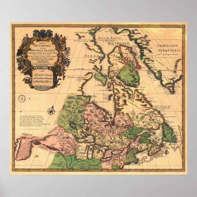 Poster Carte du Canada 1730 (Devant)