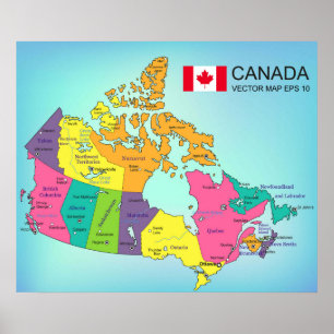 Poster - Carte du Canada avec les provinces