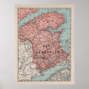 Poster Carte du Canada du Vieux-Nouveau-Brunswick (1925)