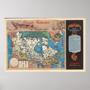 Poster Carte du Canada - Ressources naturelles et industr