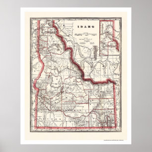Poster Carte du canton et du chemin de fer d'Idaho 1896