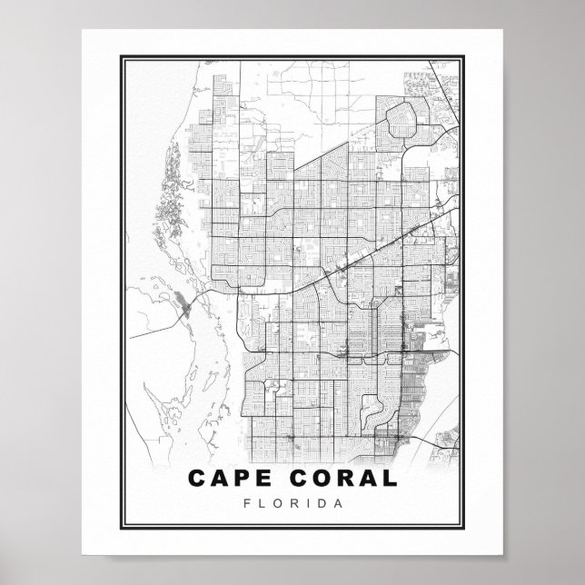 Poster Carte du Cap Coral (Devant)