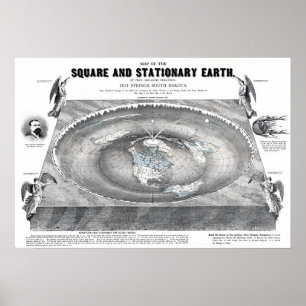Poster Carte du Carré et de la Terre plate stationnaire