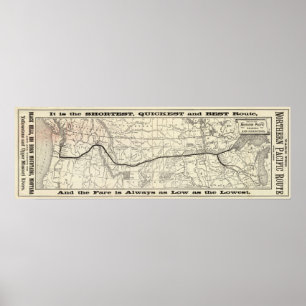 Poster Carte du chemin de fer du Pacifique Nord