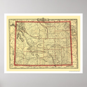 Poster Carte du chemin de fer et de la ville du Wyoming 1