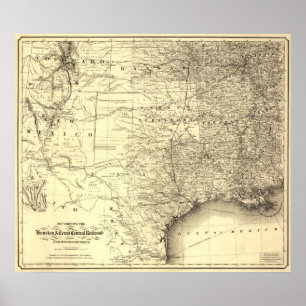 Poster Carte du chemin de fer Houston & Texas Central 186