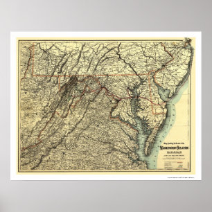 Poster Carte du chemin de fer Washington & Atlantique 188