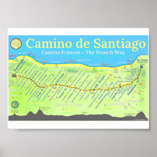 Poster Carte du Chemin de Saint-Jacques