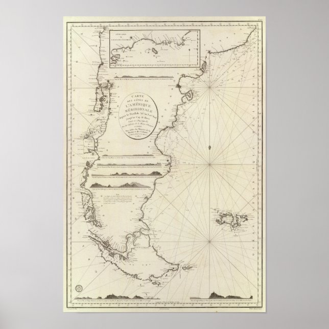 Poster Carte du Chili (Devant)