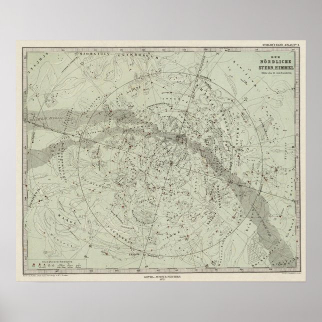 Poster Carte du ciel de nuit du nord (Devant)