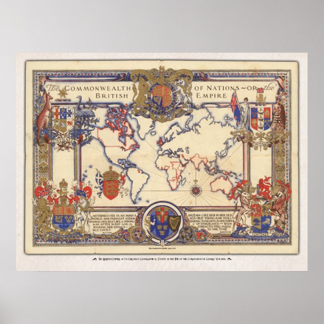 Poster Carte du Commonwealth ou de l'Empire britannique (Devant)