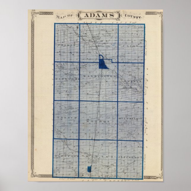 Poster Carte du comté d'Adams (Devant)
