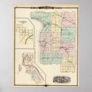 Poster Carte du comté de Calumet, État du Wisconsin