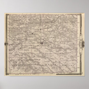 Poster Carte du comté de Davis, état de l'Iowa
