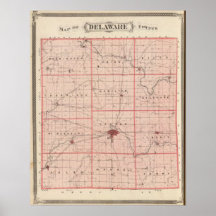 Poster Carte du comté de Delaware