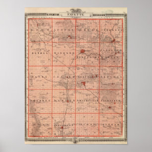 Poster Carte du comté de Fayette, état de l'Iowa
