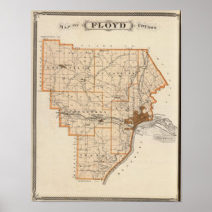 Poster Carte du comté de Floyd