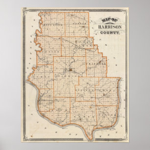 Poster Carte du comté de Harrison