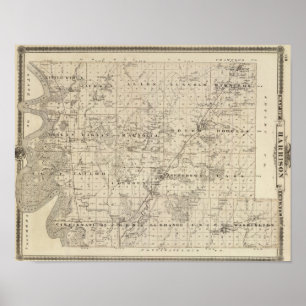 Poster Carte du comté de Harrison, état de l'Iowa