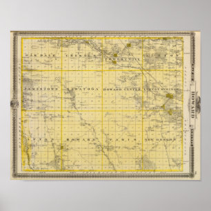 Poster Carte du comté de Howard, État de l'Iowa