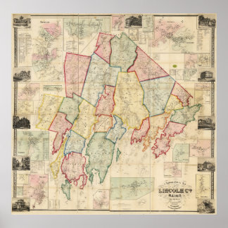 Poster Carte du comté de Lincoln 1857