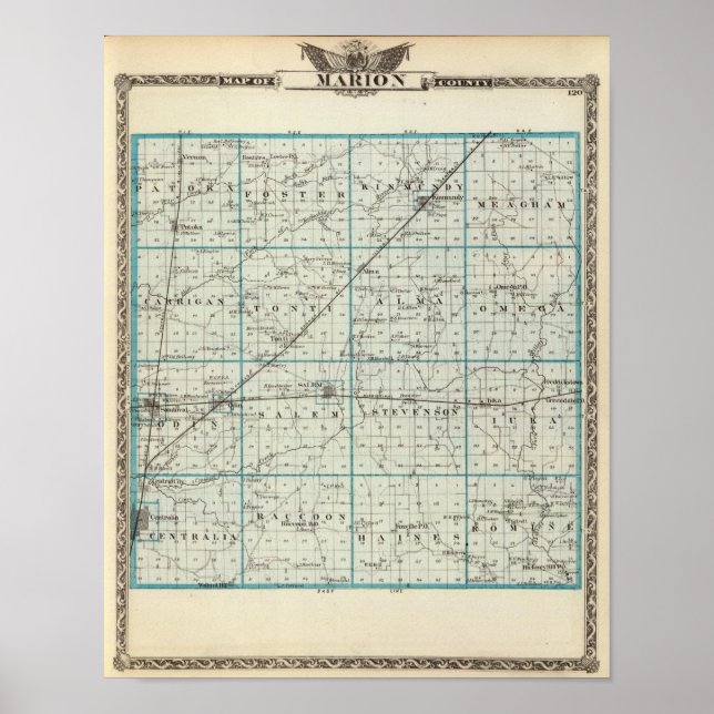 Poster Carte du comté de Marion (Devant)
