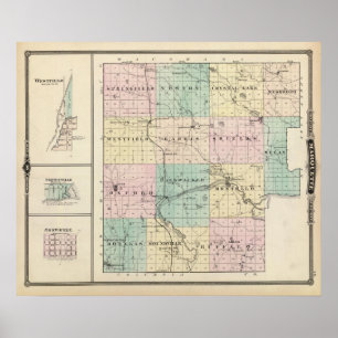Poster Carte du comté de Marquette et Westfield