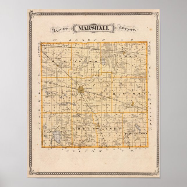 Poster Carte du comté de Marshall (Devant)