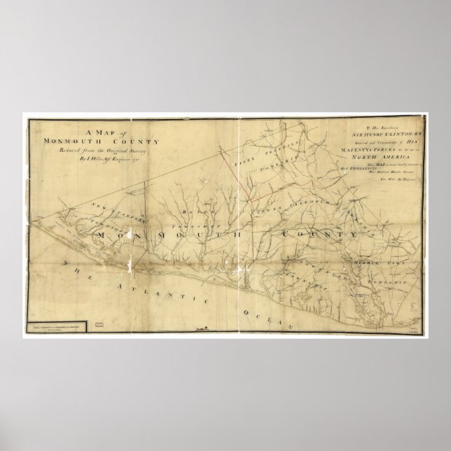 Poster Carte du comté de Monmouth New Jersey (1781) (Devant)