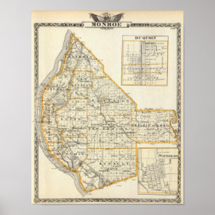 Poster Carte du comté de Monroe, de DuQuoin et de