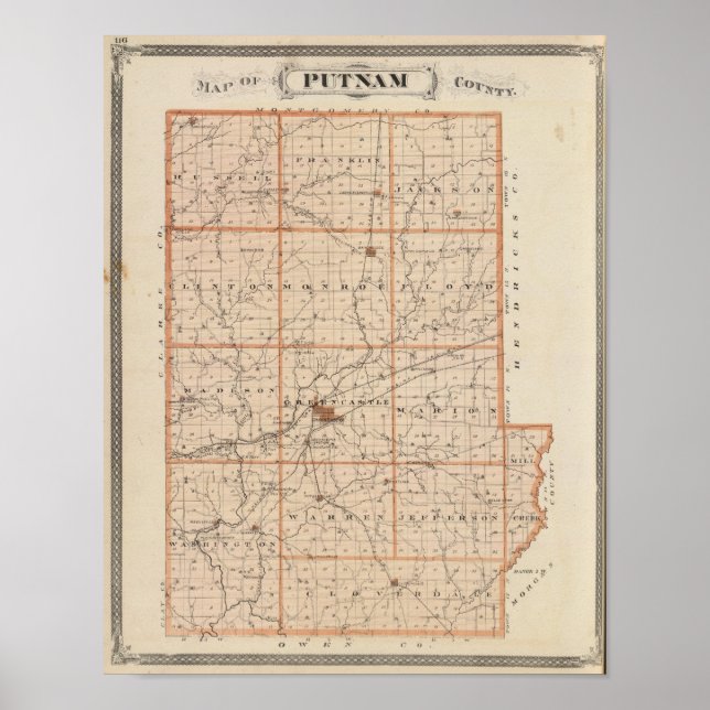 Poster Carte du comté de Putnam (Devant)
