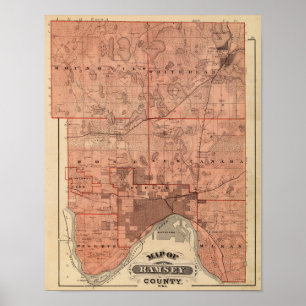 Poster Carte du comté de Ramsey, Minnesota