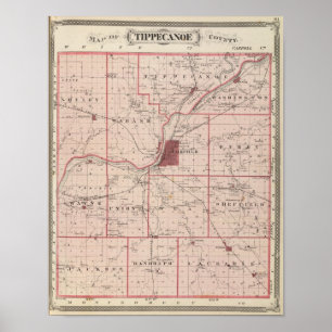 Poster Carte du comté de Tippecanoe