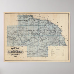 Poster Carte du comté de Wabasha, Minnesota