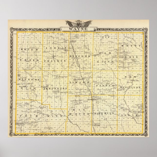 Poster Carte du comté de Wayne (Devant)