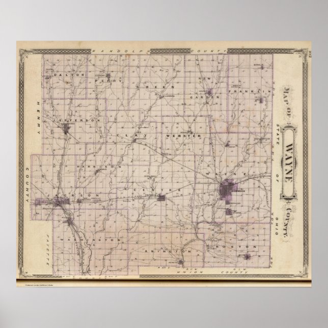 Poster Carte du comté de Wayne 2 (Devant)