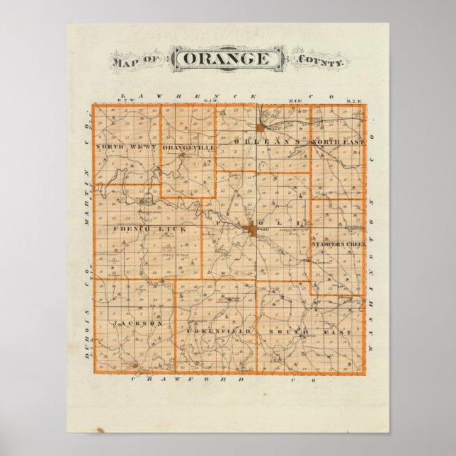 Poster Carte du comté d'Orange (Devant)