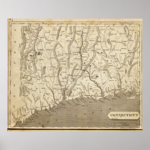 Poster Carte du Connecticut par Arrowsmith