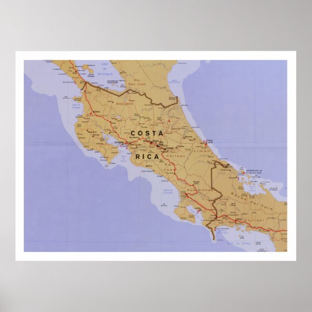 Poster Carte du Costa Rica (1990) Atlas des pays d'Amériq (Devant)
