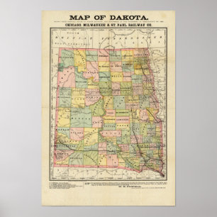 Poster Carte du Dakota
