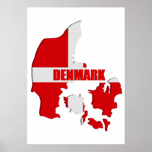 Poster Carte du Danemark